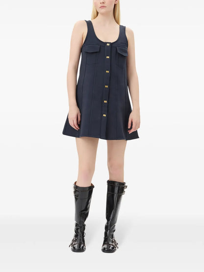 Button-Fastening Mini Dress