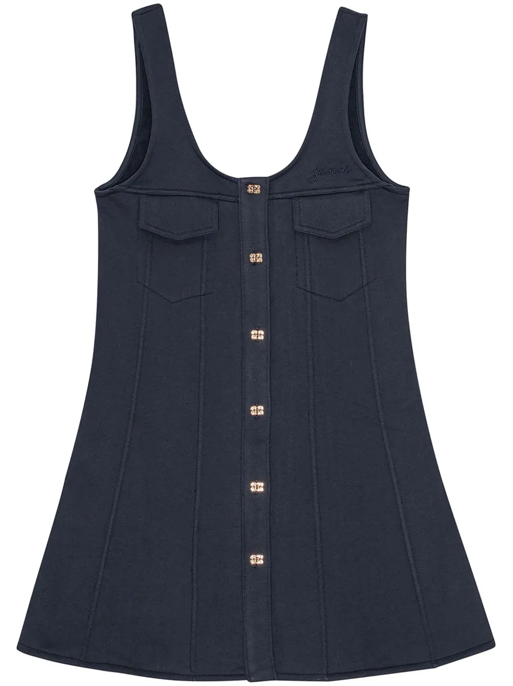 Button-Fastening Mini Dress