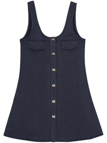 Button-Fastening Mini Dress