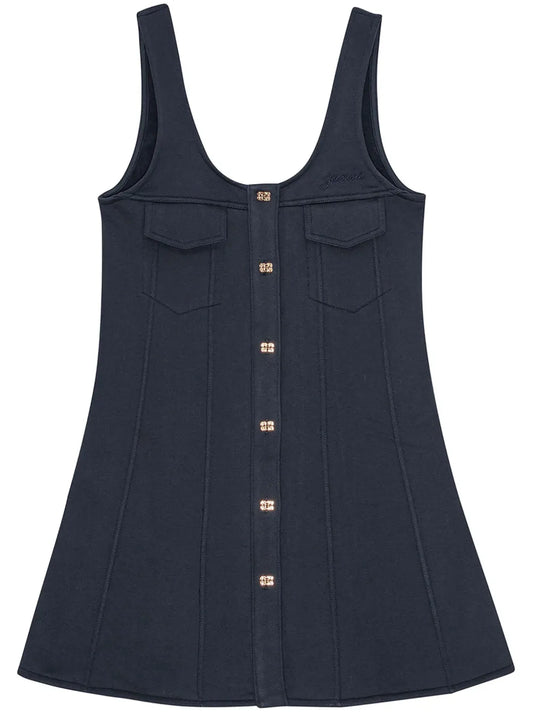 Button-Fastening Mini Dress