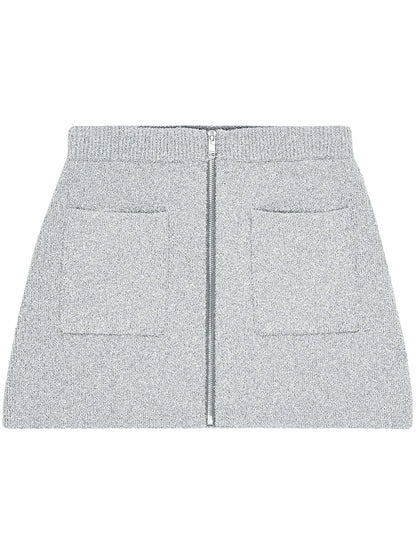 Zip-Up Knit Skirt