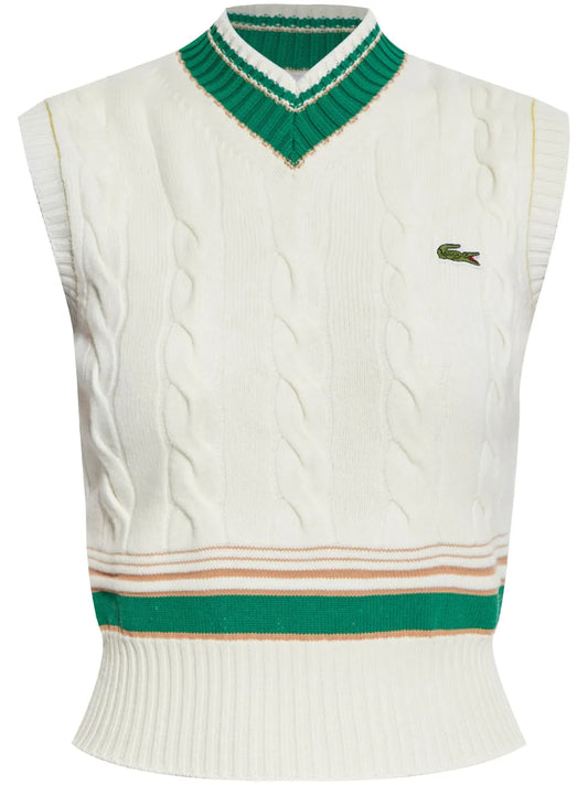 Logo-Embroidered Cable-Knit Top