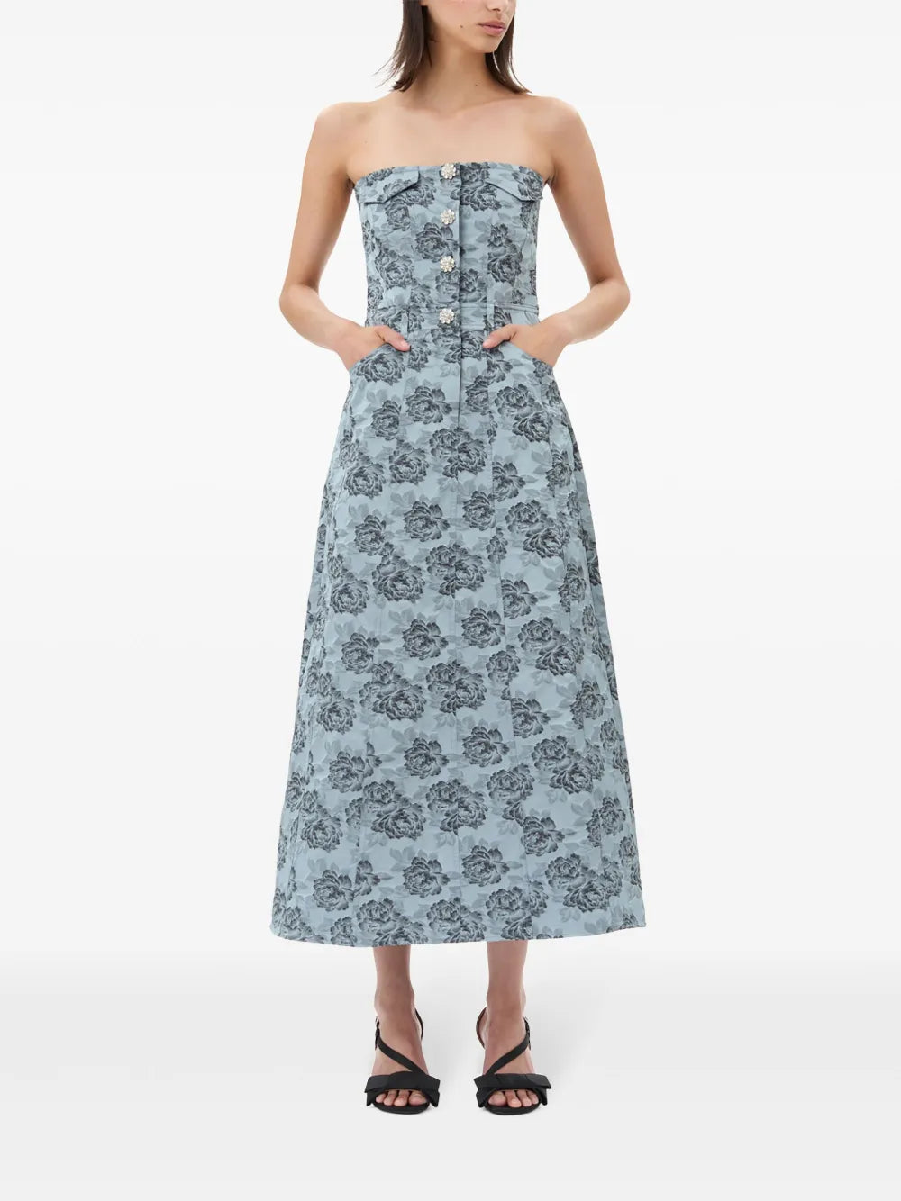 Botanical Jacquard Midi Dress