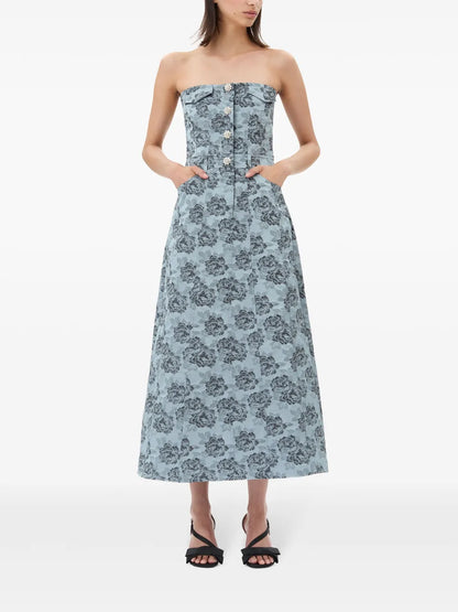 Botanical Jacquard Midi Dress