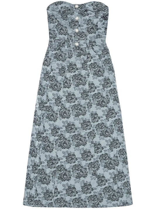 Botanical Jacquard Midi Dress