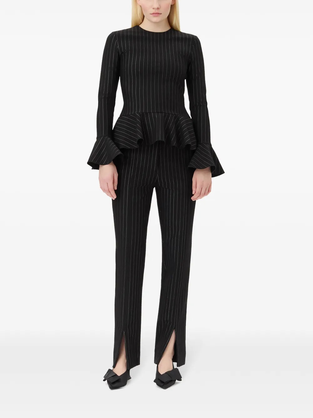 Pinstriped Peplum Blouse
