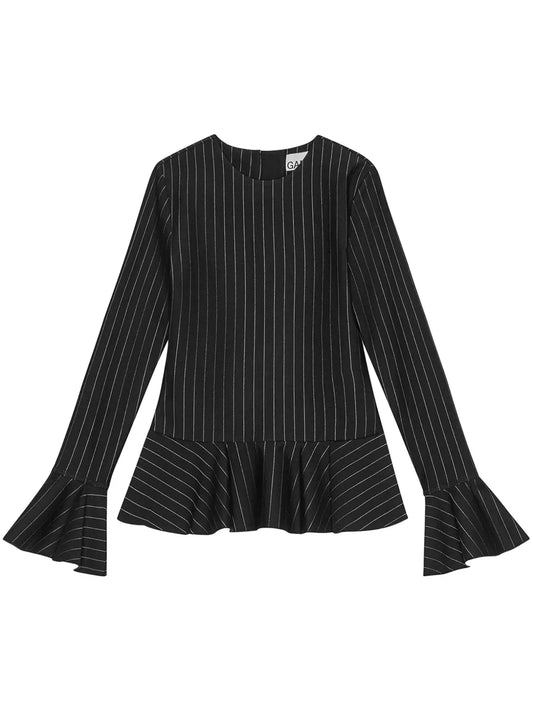 Pinstriped Peplum Blouse