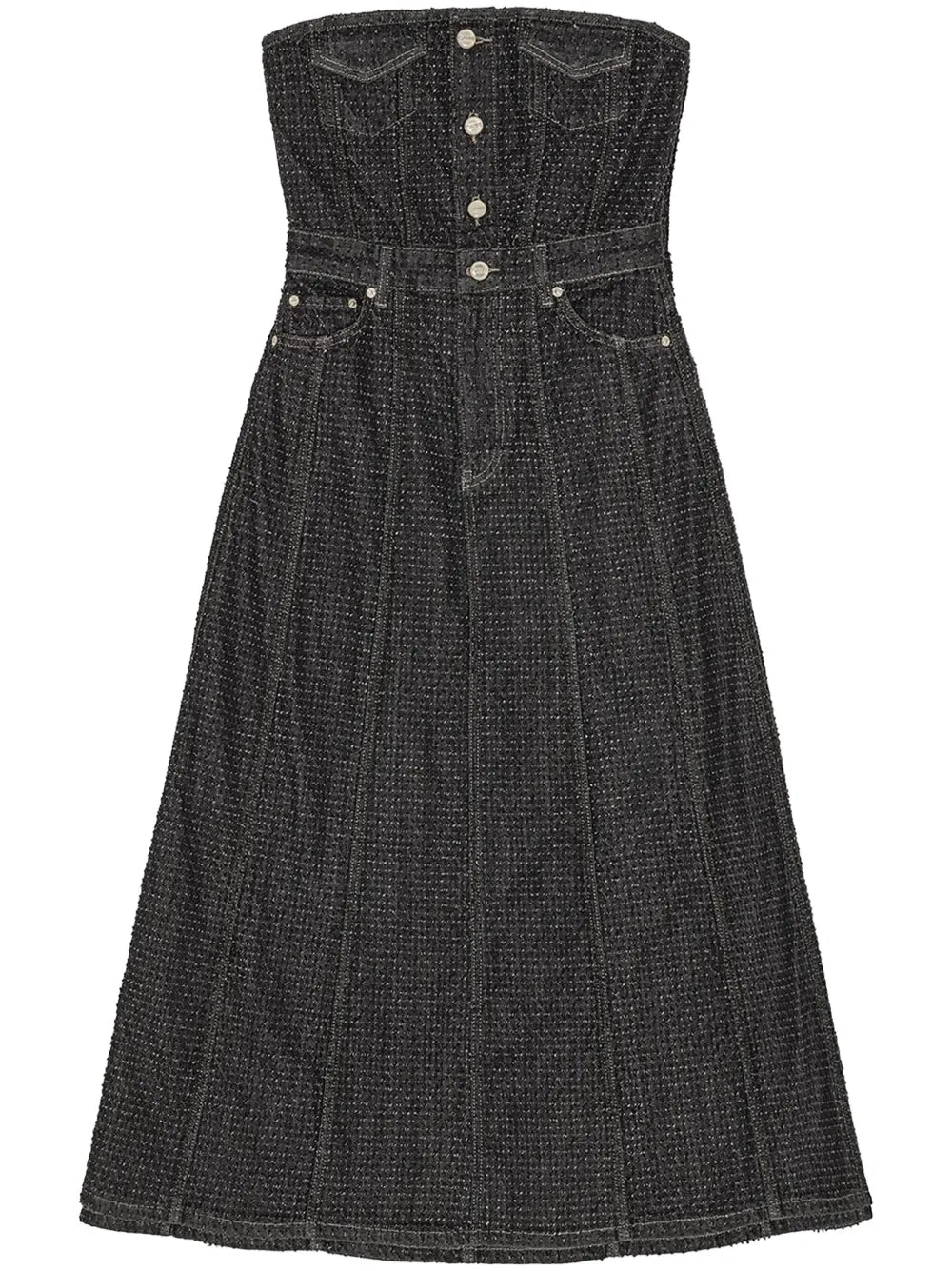 Fluffy Denim Midi Dress