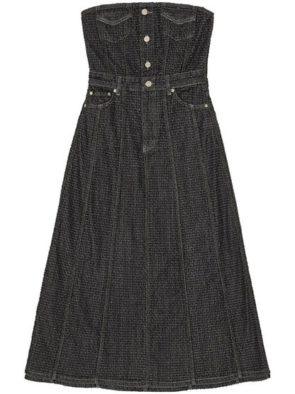 Fluffy Denim Midi Dress