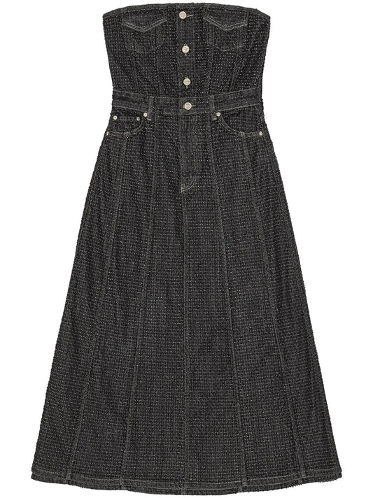 Fluffy Denim Midi Dress