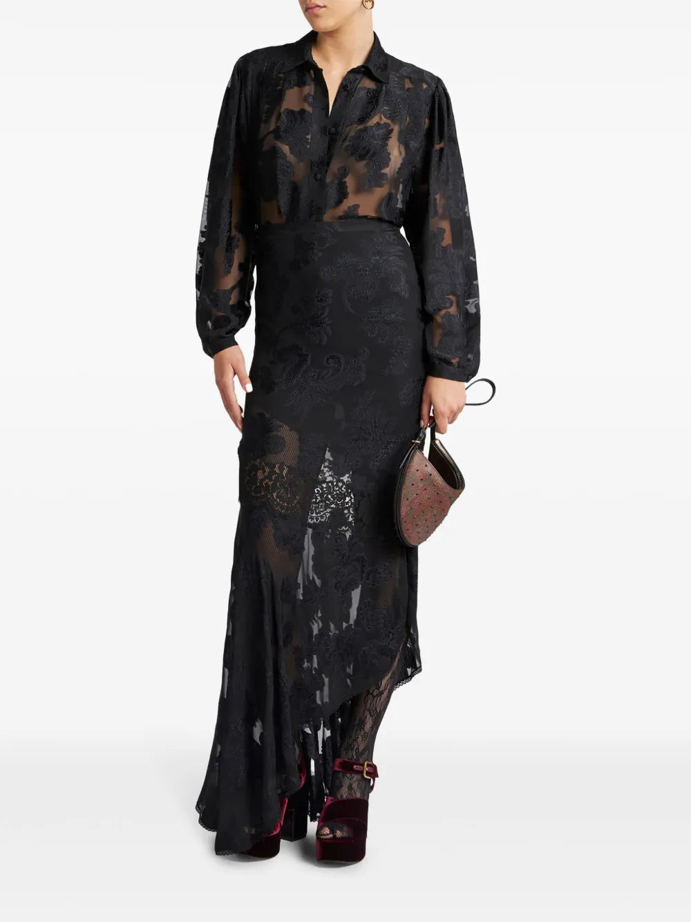Fil-Coupé Effect Chiffon Shirt