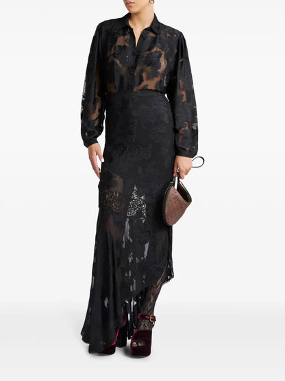 Fil-Coupé Effect Chiffon Shirt