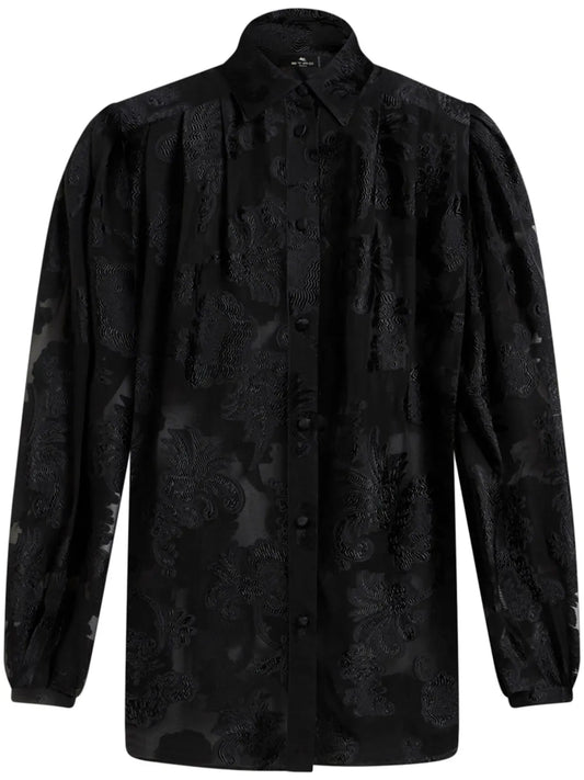 Fil-Coupé Effect Chiffon Shirt
