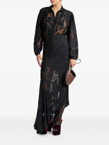 Fil-Coupé Chiffon Maxi Skirt