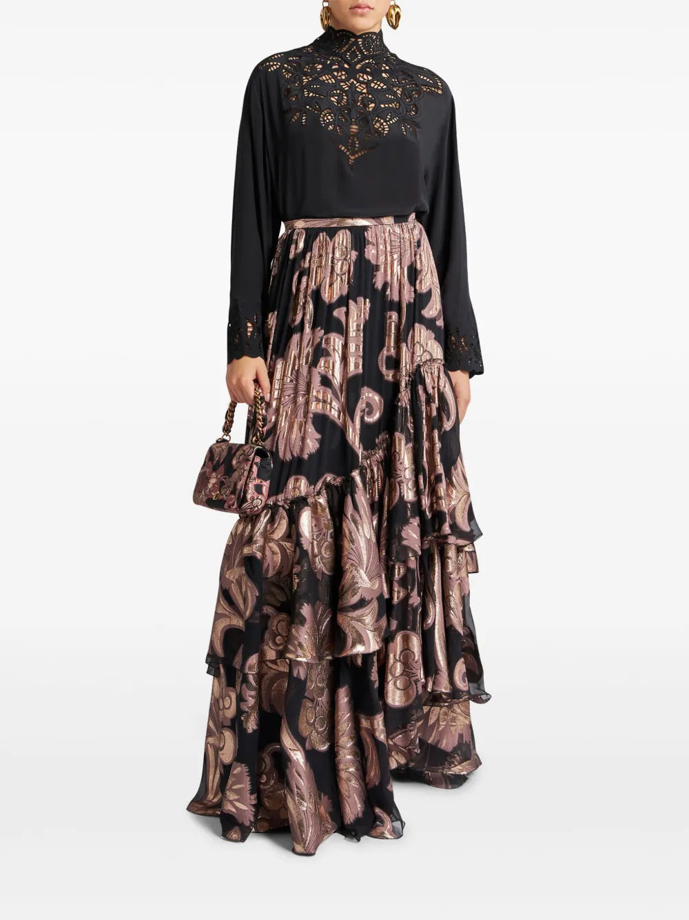 Fil-Coupé Jacquard Maxi Skirt