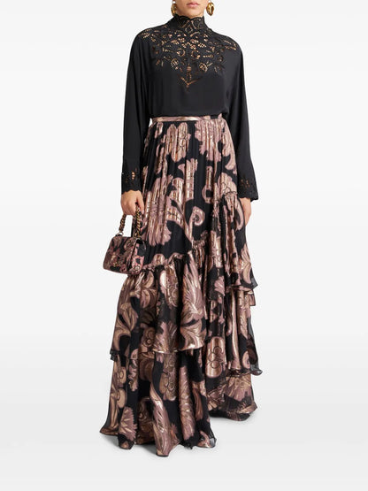 Fil-Coupé Jacquard Maxi Skirt