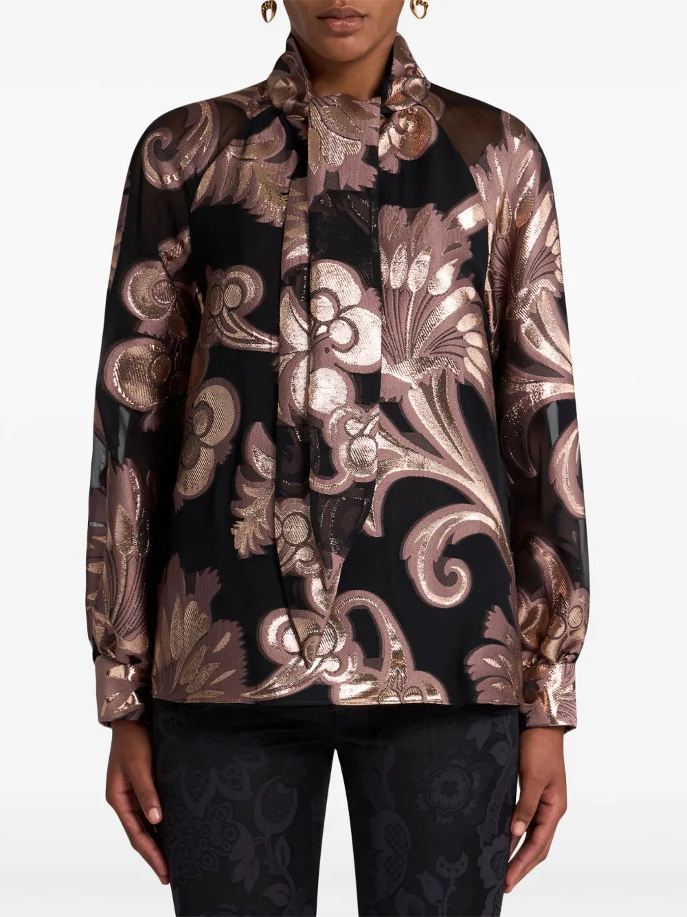 Fil-Coupé Jacquard Blouse