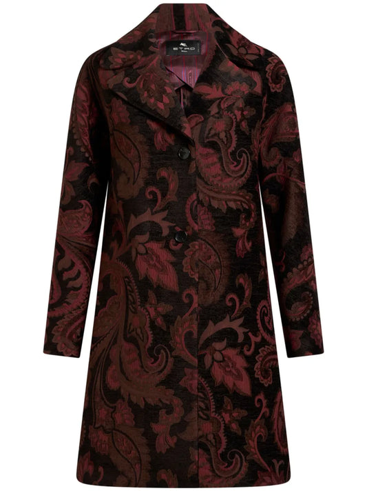 Patterned-Jacquard Midi Coat