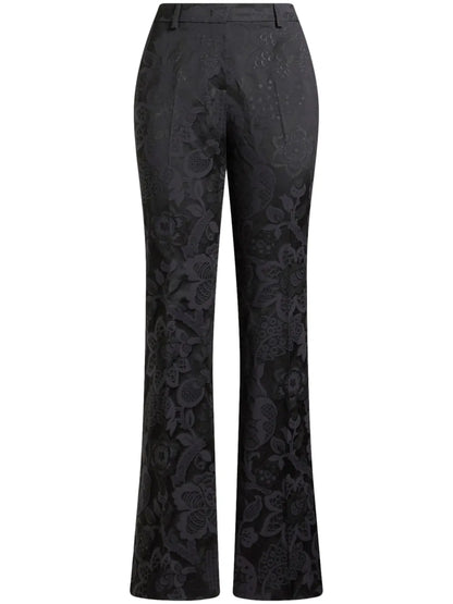 Tonal-Design Jacquard Trousers