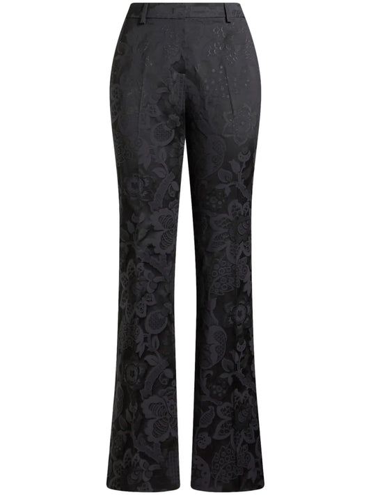 Tonal-Design Jacquard Trousers