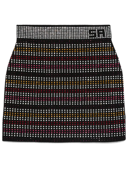 Rhinestone Striped Mini Skirt