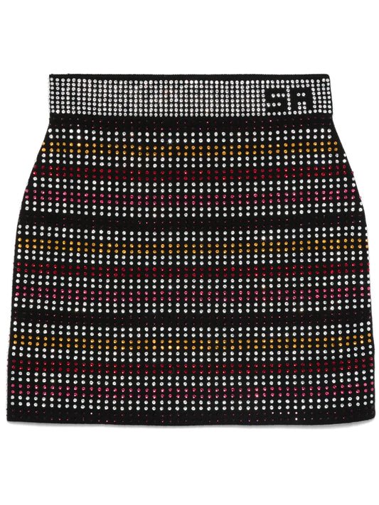 Rhinestone Striped Mini Skirt