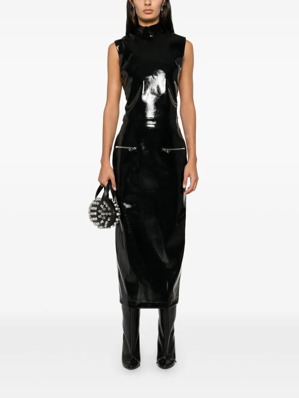 Patent Midi Skirt