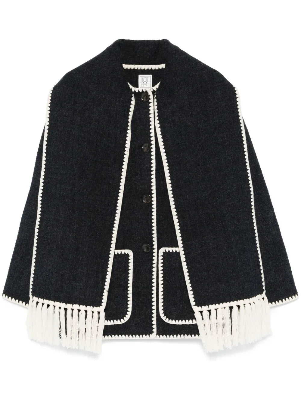 Attached-Scarf Jacket