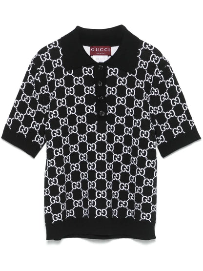 Reversible Gg-Jacquard Polo Top