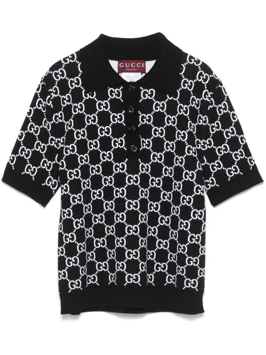Reversible Gg-Jacquard Polo Top