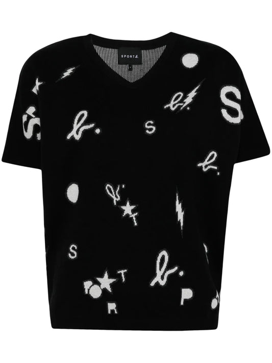 Intarsia-Knit Logo Knitted Top