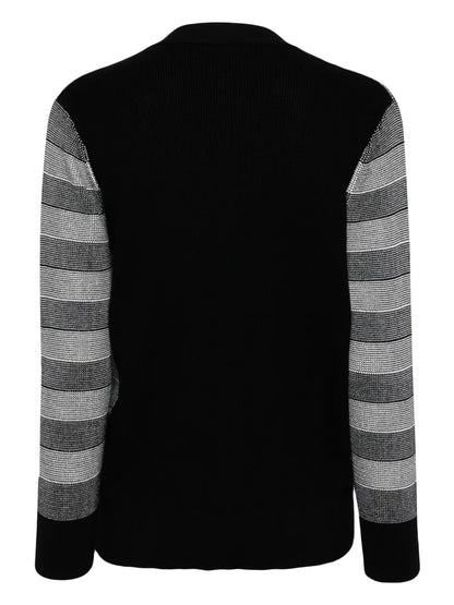 Logo-Embroidered Striped Cardigan