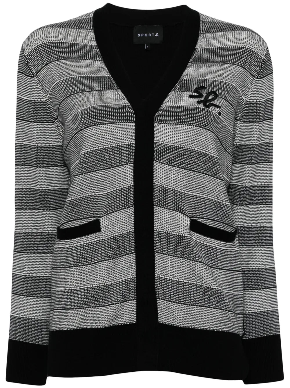 Logo-Embroidered Striped Cardigan