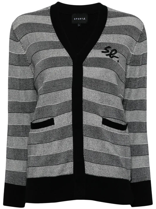 Logo-Embroidered Striped Cardigan