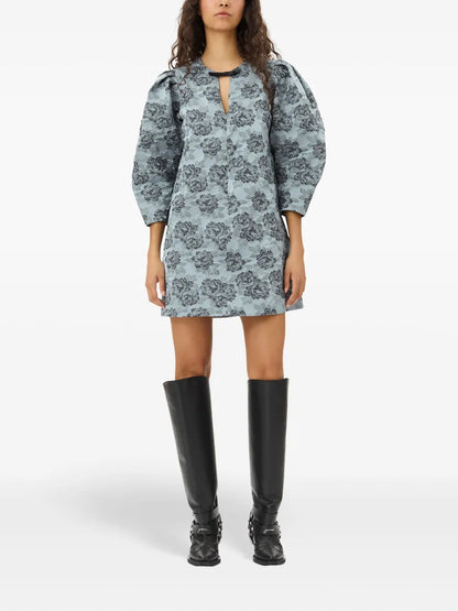 Patterned-Jacquard Mini Dress