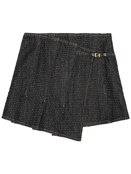 Wrap Denim Mini Skirt