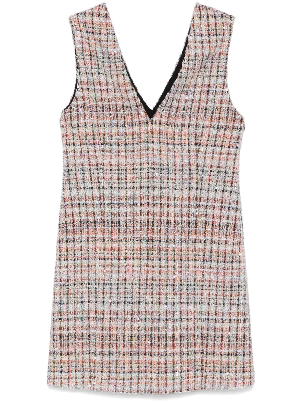 Check-Pattern Bouclé Mini Dress