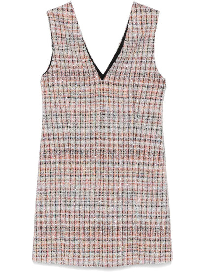 Check-Pattern Bouclé Mini Dress