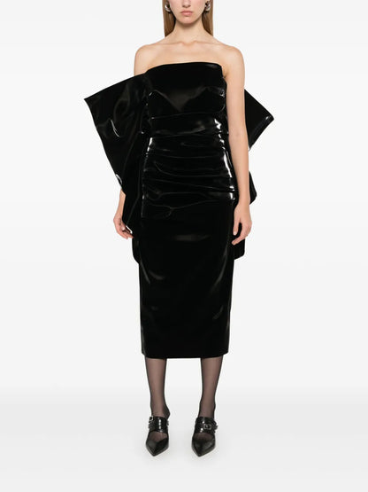 Flounce-Detail Midi Dress