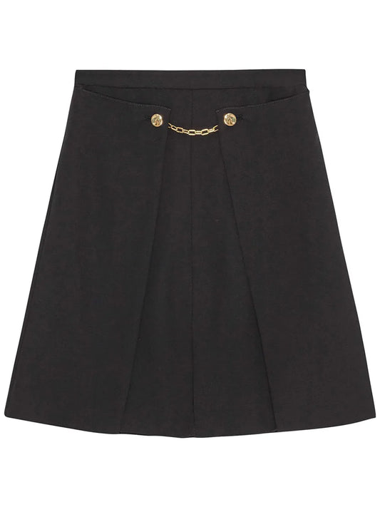 Tailored Twill Midi Skirt