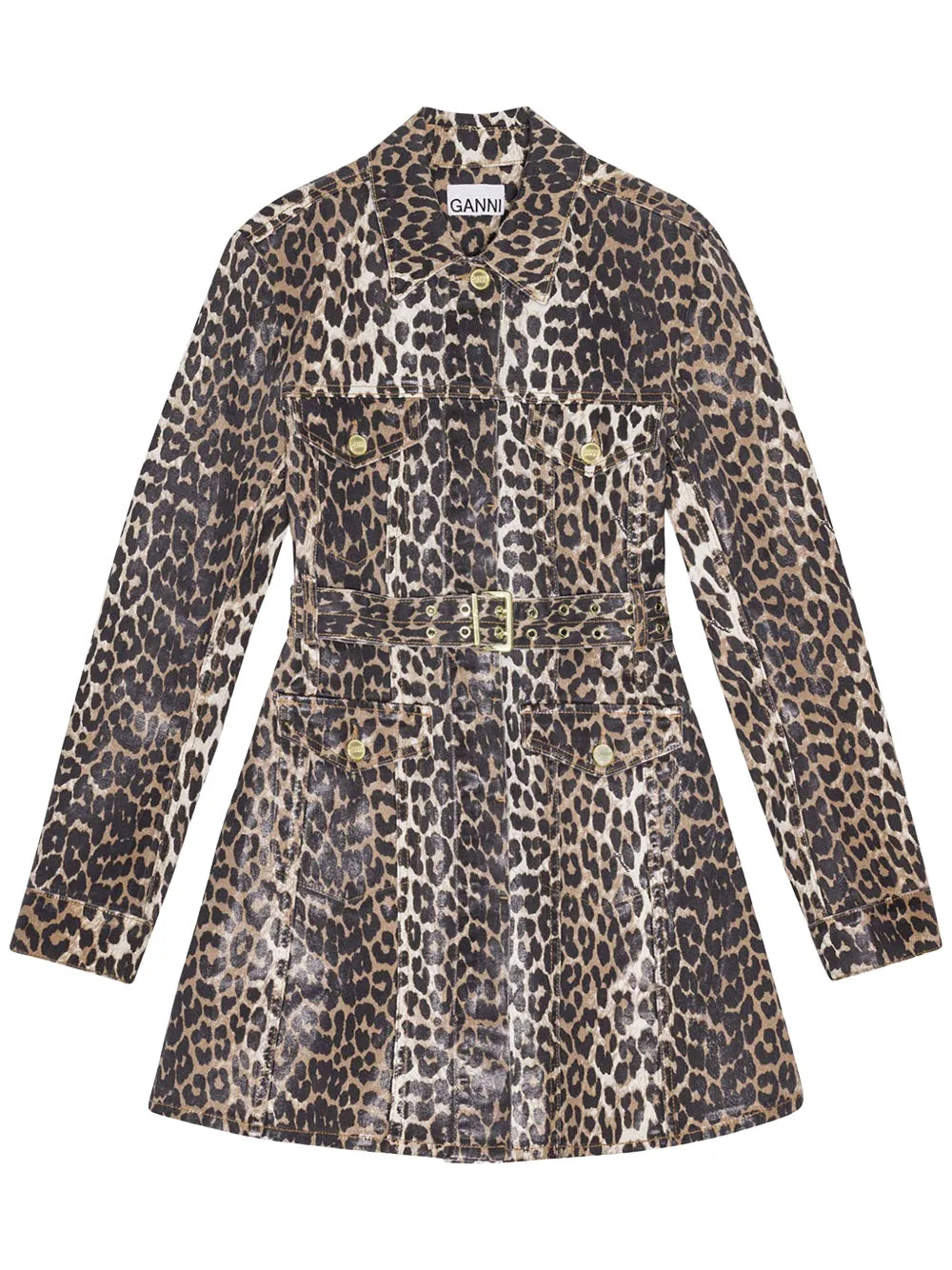 Leopard-Print Denim Dress