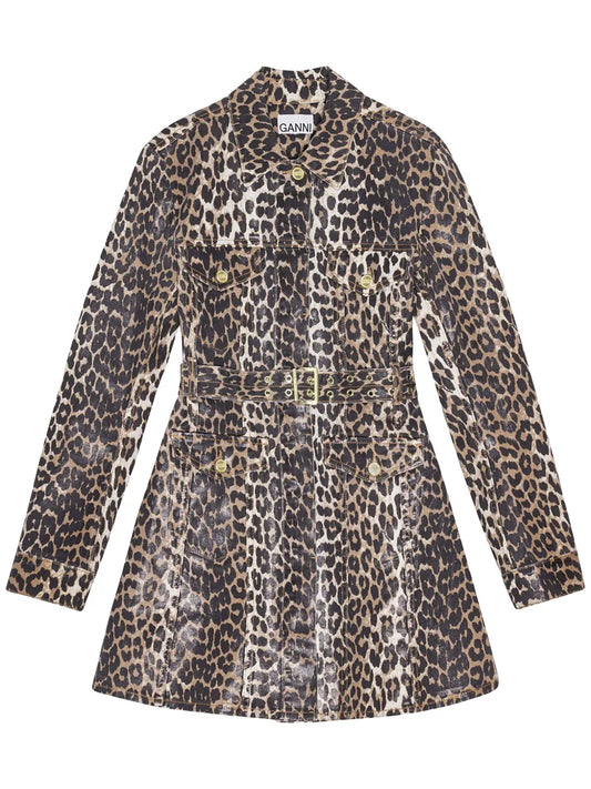Leopard-Print Denim Dress