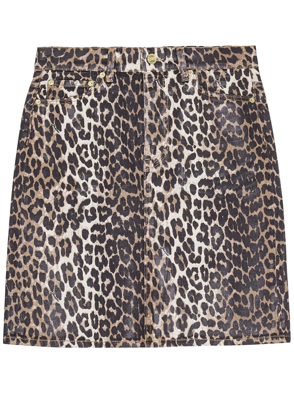 Leopard-Print Denim Midi Skirt