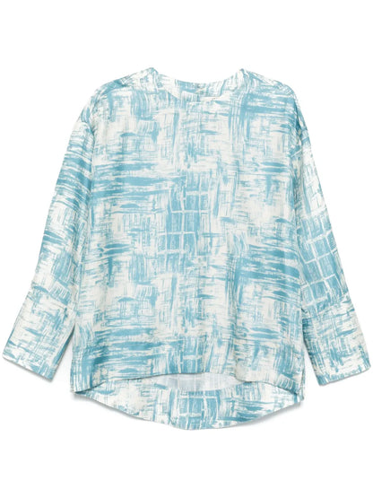 Paint-Brush Print Blouse