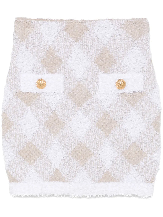 Argyle-Pattern Mini Skirt