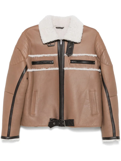 Shearling-Detail Leather Jacket