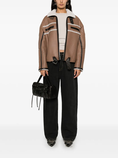 Shearling-Detail Leather Jacket