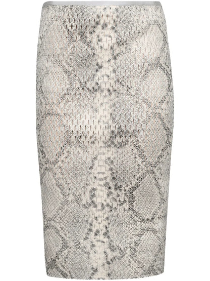 Snake-Print Pencil Skirt
