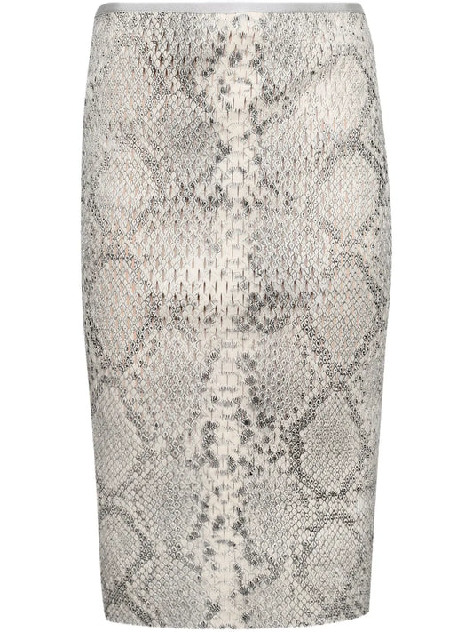 Snake-Print Pencil Skirt