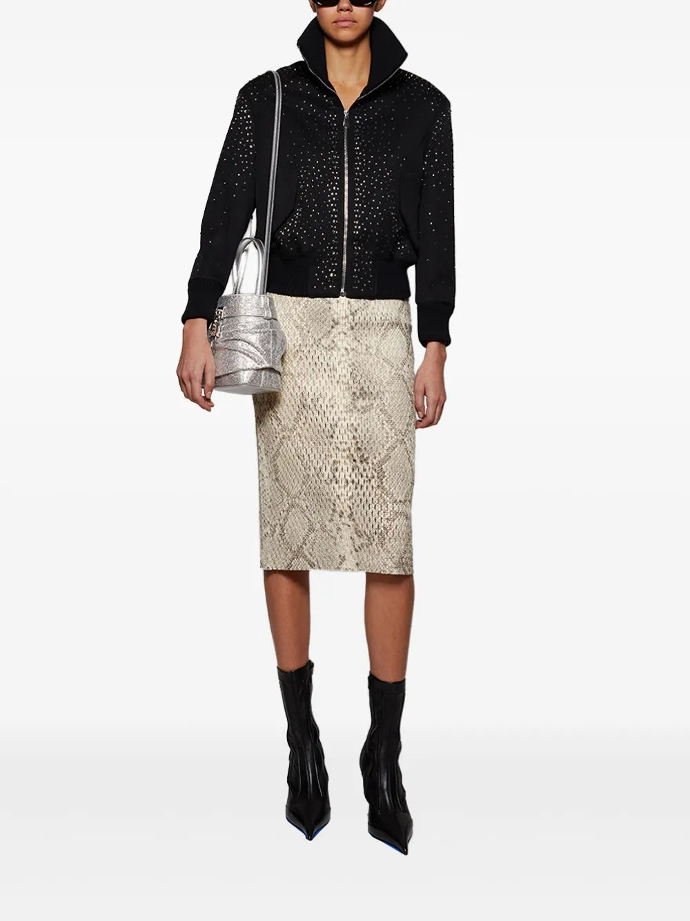 Snake-Print Pencil Skirt